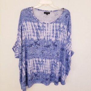 Lane Bryant Printed Lightweight Knit Blue and White Poncho Top Size 18/20 EUC